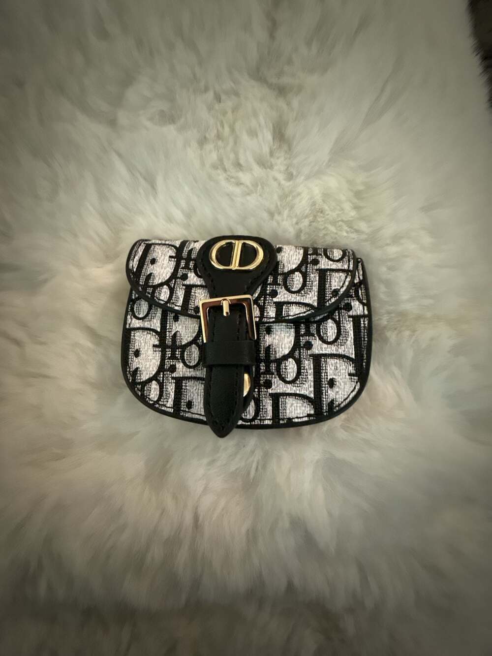 Black and White Mini Bag/Purse real leather.